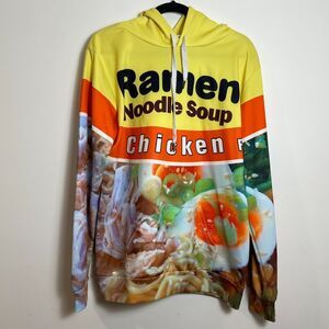Ramen Noodles Hoodie Pullover Novelty Soup Chicken All over Print Size XL EUC